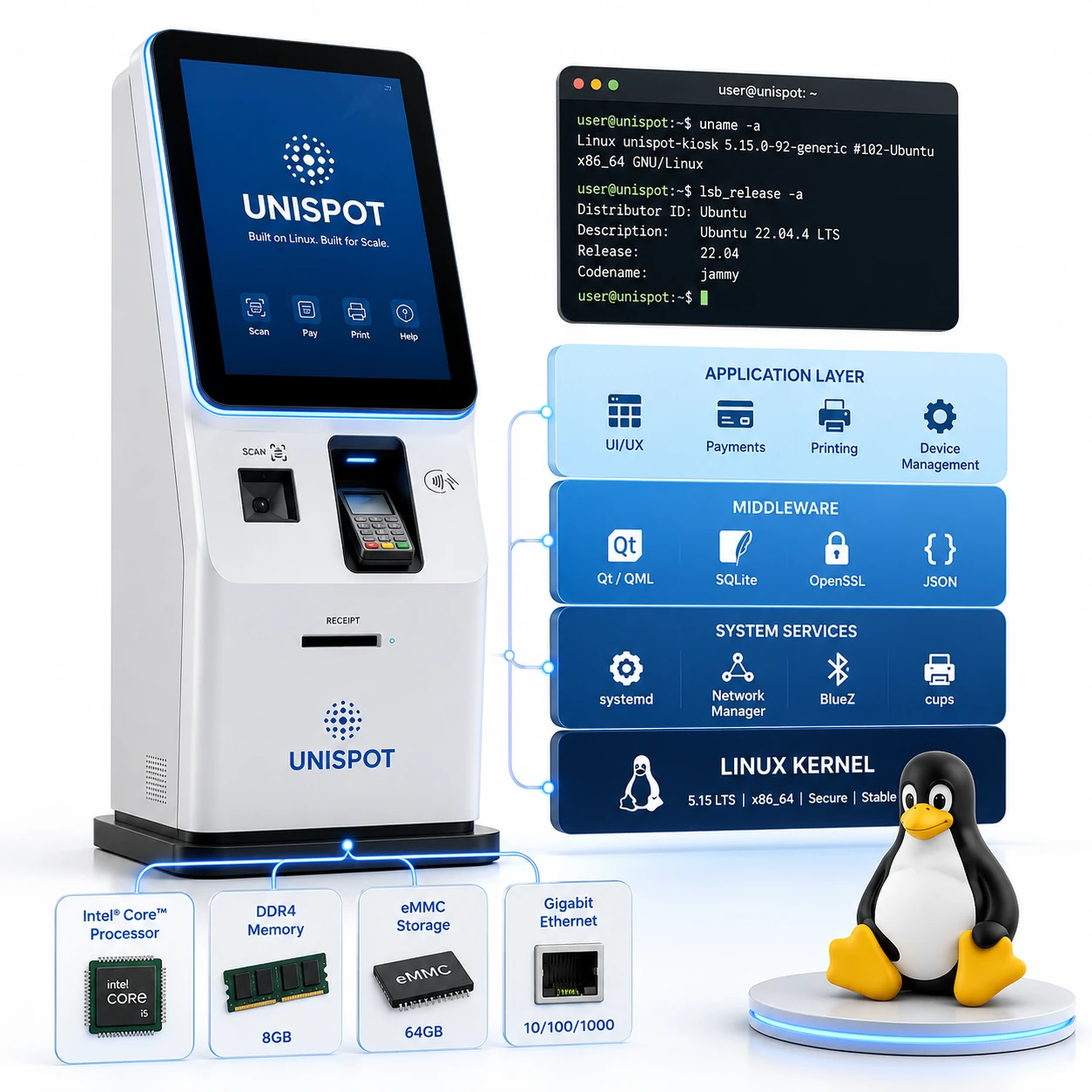 Linux kiosk software platform for lightweight embedded deployment